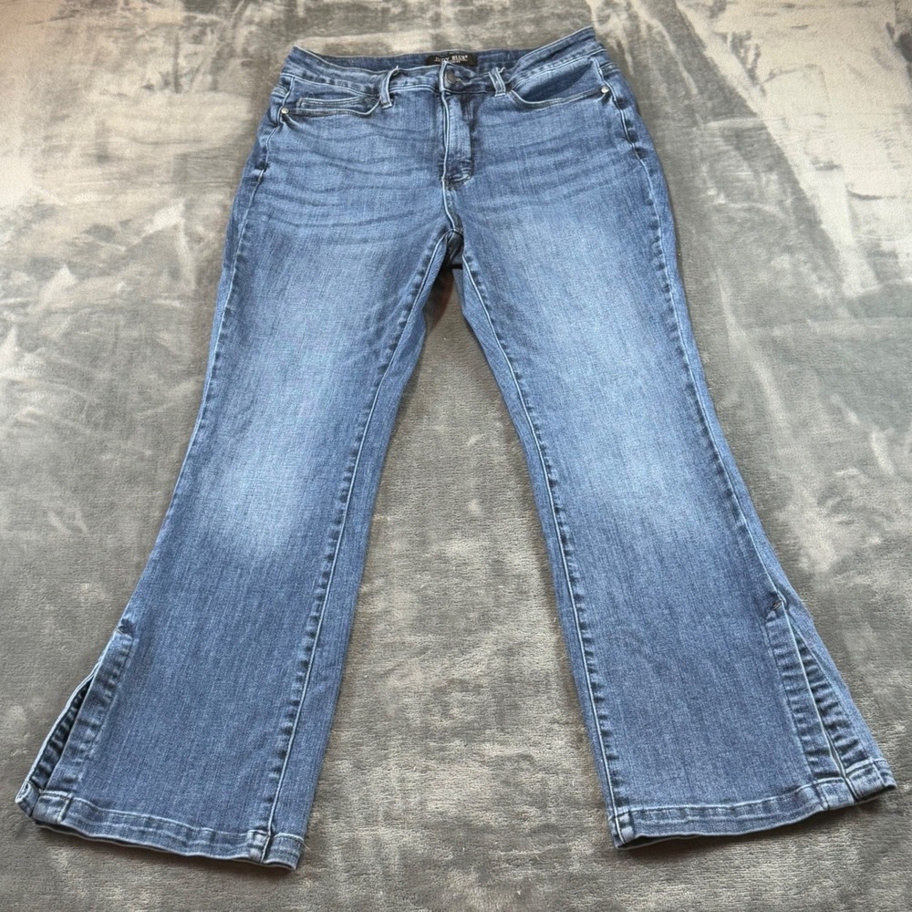 Judy Blue JB88476 Women 16W Medium Wash High Rise Side Slit Bootcut Jeans